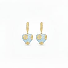 Product image of ოქროსფერი საყურე ცისფერი გულით