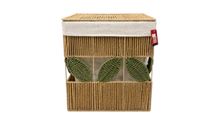 Product image of ჭილის კალათა თავსახურით მწვანე ორნამენტებით 43X29X45სმ