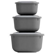 Product image of კონტეინერი ნაკრები პლასტმასის 3ც 600-1100-1800მლ 180x180x118მმ ოთხკუთხედი  30907 DUNYA