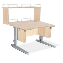 Product image of სამეცადინო მაგიდა 'ერგო' ეკო 75R მრგვალი კუთხით და უკანა ორ იარუსიანი თაროთი