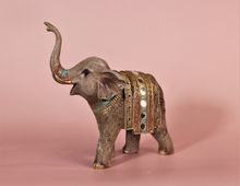 Product image of სპილოს დეკორ ფიგურა 4*6*14სმ (ნაცრისფერი ფერადი თვლებით)