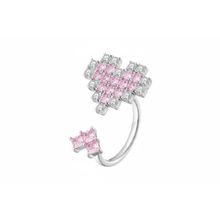 Product image of ვერცხლისფერი ბეჭედი ორი გულით