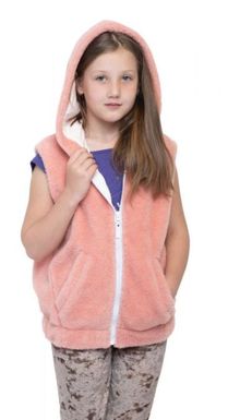 Product image of ჟილეტი საბავშვო კაპიშონით NORD ფერი ორაგული ვარდისფერი ნატურალური შალი