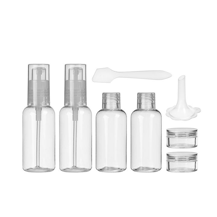 miniso-portable-8-piece-travel-bottle-set-samgzavro-botlebis-nakrebi