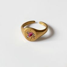Product image of ოქროსფერი ბეჭედი ვარდისფერი ყვავილით