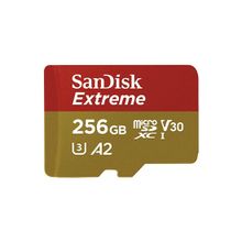 Product image of SanDisk 256GB Extreme MicroSDXC UHS-I Card Up to 190MB/s/C V30/4K/A2 SDSQXAV-256G-GN6MN Micro-SD ბარათი