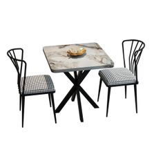 Product image of სასადილო მაგიდის და სკამების ნაკრები მარმარილოს ფაქტურით (FD-2CKTSSL7070-1004-1)
