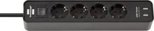 Product image of დამაგრძელებელი 4 Brennenstuhl 1,5მ 2 USB ამომრთველი შავი