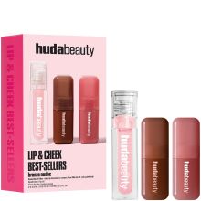 Product image of HUDA BEAUTY  lip & cheek best sellers liquis blush filter latte & strawberry cream/faux filler lip oil juicy pink baby სასაჩუქრე ნაკრები