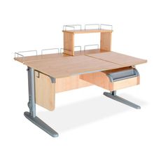 Product image of სამეცადინო მაგიდა 'ერგო' ეკო 75/40R მრგვალი კუთხით, უკანა ერთ და ორ იარუსიანი თარო და დასაკიდი ტუმბო TCH 04