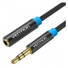 Product image of VENTION VAB-B06-B150-M Cotton Braided 3.5mm Audio Extension Cable 1.5M Black Metal Type