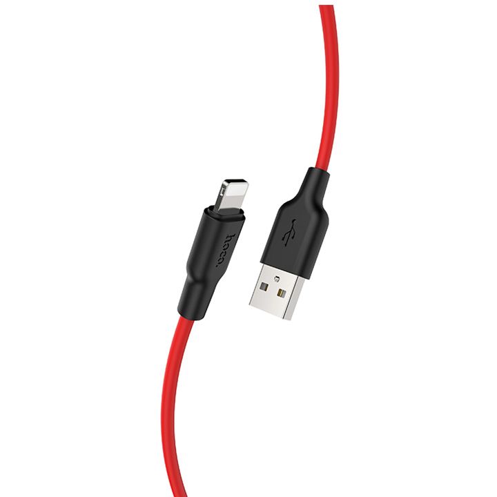 hoco-x21-plus-silicone-charging-cable-for-lightning-blackred-photo-4