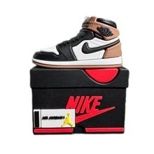 Product image of airpods 1/2 ჯორდანის სილიკონის ქეისი შავ/ყავისფერი