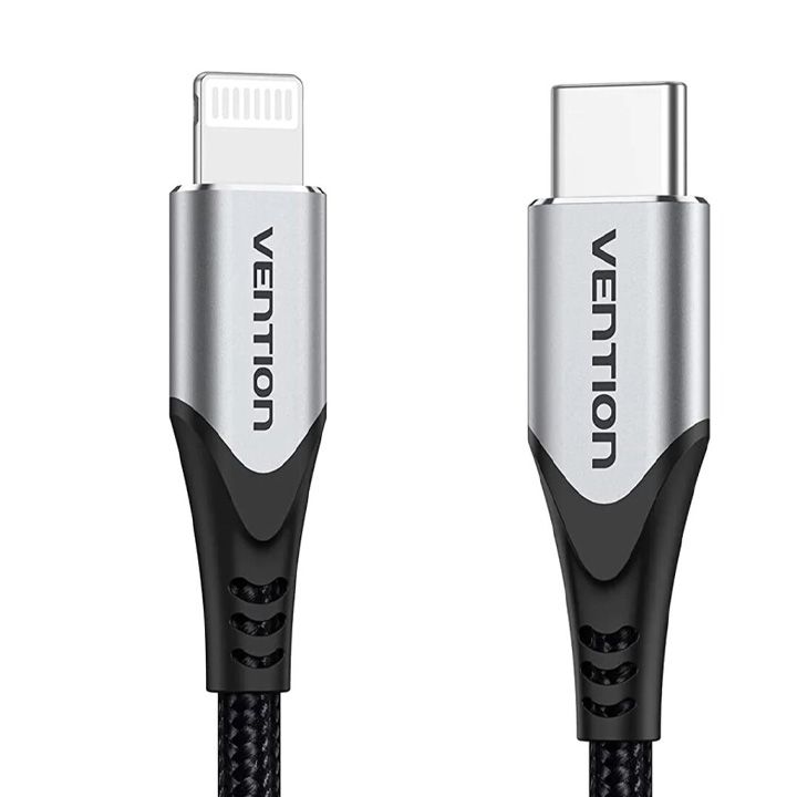 vention-tachf-usb-20-c-to-lightning-cable-1m-gray-aluminum-alloy-type-photo-2