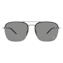 Product image of Saint Laurent Logo Navigator Sunglasses in Grey მზის სათვალე