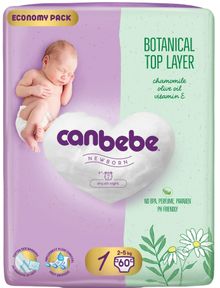 Product image of Canbebe Botanical Top Layer ბავშვის საფენი New Born 1 ზომა 2-5 კგ