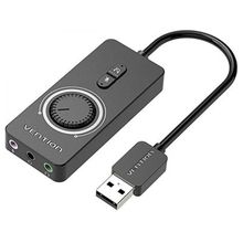Product image of VENTION CDRBB USB 2.0 External Stereo Sound Adapter with Volume Control 0.15M Black ABS Type