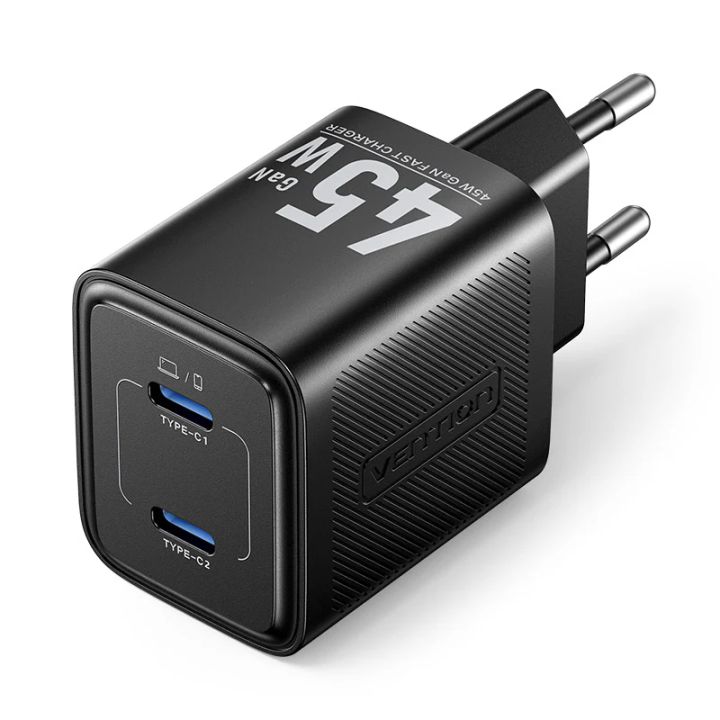 vention-fefb0-eu-2-port-usb-c-c-gan-charger-45w45w-eu-plug-black
