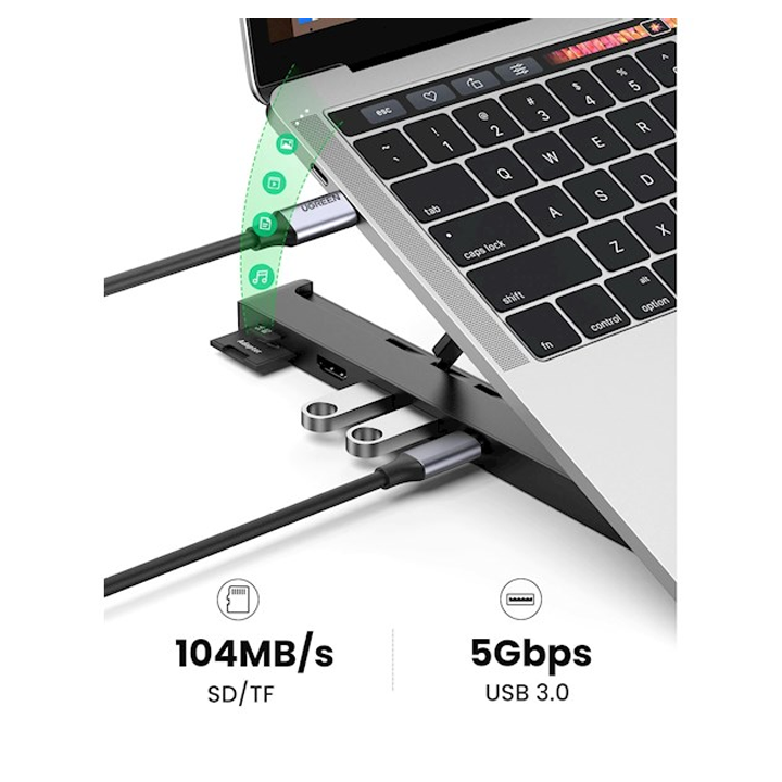 UGREEN CM359 TypeC XKit Laptop Stand Docking Station Black USBC ჰაბი