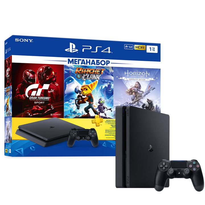 PlayStation 4 Slim (1TB) Horizone Zero Down+Ratchet & Clank+Gran