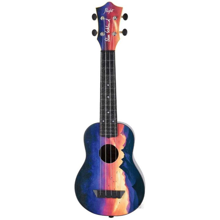 flight-ukulele-travel-soprano-satin-print-tus-ee-sunset-elise-ecklund-signature-new-ukulele