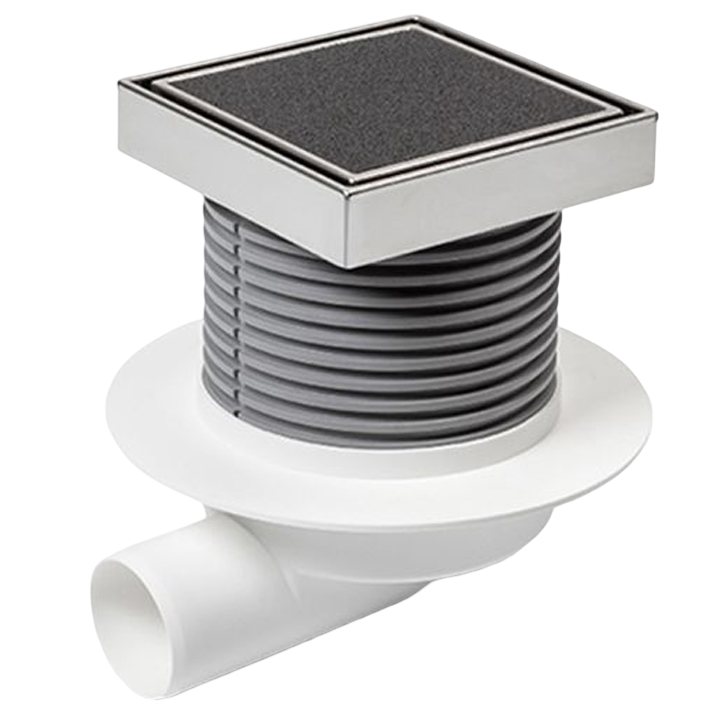 trapi-c425xl-floor-drain-with-side-outlet-d50-neptun-collar-stainless-steel-frame-grid-ceramics
