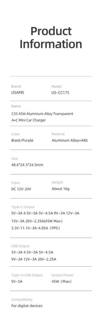 usams-c35-45w-manqanis-damteni-type-c-da-usb-portit-photo-2