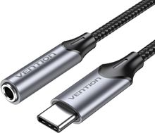 Product image of VENTION BGMHA USB-C Male to 3.5MM Earphone ack With DAC Adapter 0.1M Gray Aluminum Alloy Type USB-C ადაპტერი