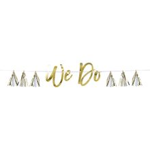 Product image of ბანერი თეთრი და ოქროსფერი ფოჩებიანი "WE DO"