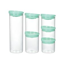 Product image of ბოროსილიკატის მინის ქილების ნაკრები მწვანე თავსახურით