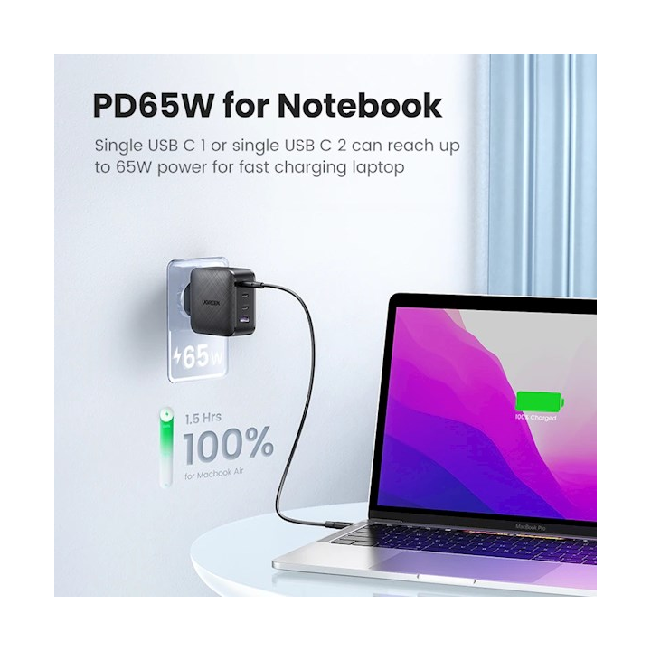 UGREEN CD224 Black USB-C დამტენი - Extra.ge - 722439
