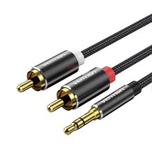 Product image of VENTION BCFBH 3.5mm Male to 2RCA Male Audio Cable 2M Black Metal Type კაბელი