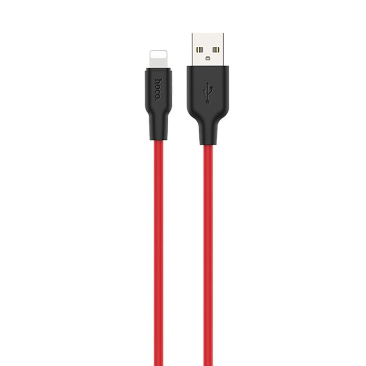 hoco-x21-plus-silicone-charging-cable-for-lightning-blackred