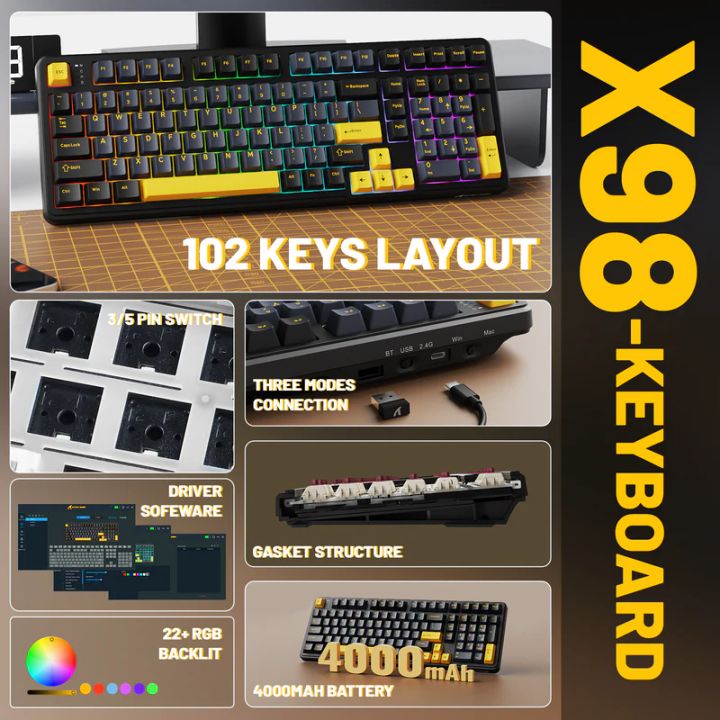 attack-shark-keyboard-mechanical-x98-1khz-gaming-klaviatura-photo-2