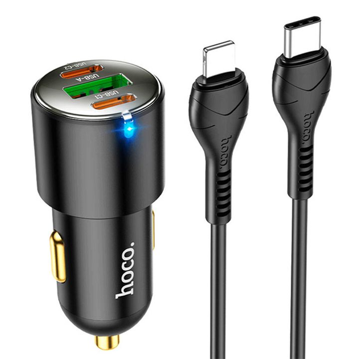 hoco-nz6-pd45w-3-port2c1a-car-charger-settype-c-to-ipblack