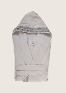 Product image of BLEN BORDER JACQUARD HOODED BATHROBE WHITE 3 ხალათი