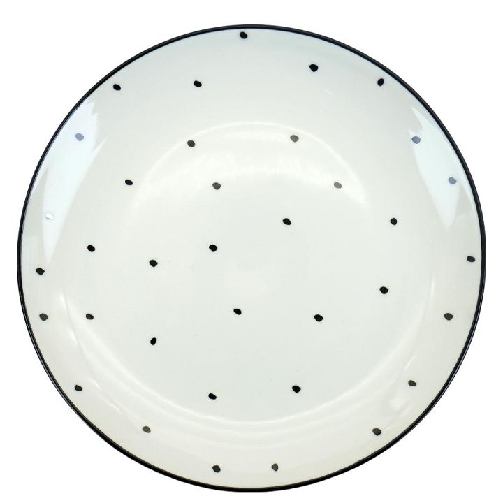 miniso-black-and-white-polka-dot-ceramic-plate-keramikis-tefshi