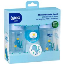 Product image of Wee Baby საბავშვო ნაკრები დინოს გამოსახულებით: 2 ბოთლი, საწოვარა 