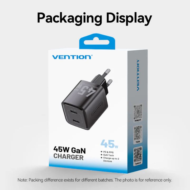 vention-fefb0-eu-2-port-usb-c-c-gan-charger-45w45w-eu-plug-black-photo-2
