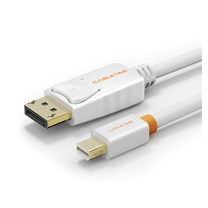 cabletime-ct-av588-02g-w1-mini-displayport-to-displayport-cable-cabletime-mini-dp-to-dp-cable-adapter-4k-resolution-ready-white