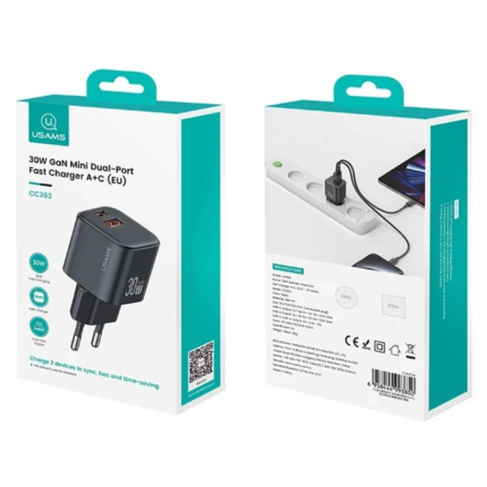 usams-cc263-gan-mini-30w-dual-port-usb-c-usb-a-charger-adapteri-photo-3