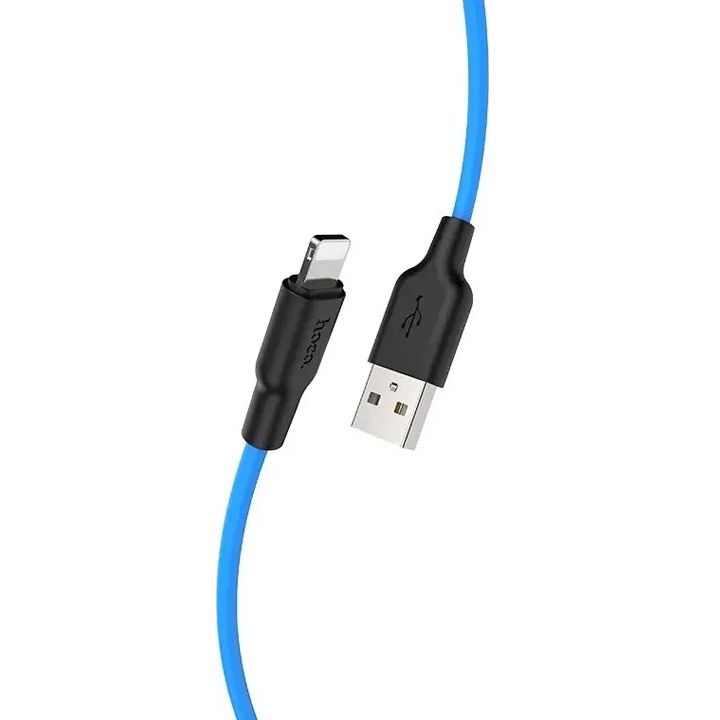 hoco-x21-plus-silicone-charging-cable-for-lightning-blackblue-photo-3