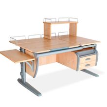 Product image of სამეცადინო მაგიდა ერგო უნივერსალი SUT17 - ტუმბოთი, გვერდითა თაროთი, უკანა ერთ და ორ იარუსიანი თაროთი