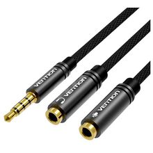 Product image of VENTION BBSBY 3.5mm Male to 2*3.5mm Female Stereo Splitter Cable 0.3M Black ABS Type