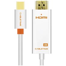 Product image of CABLETIME CT-AV588-03G-W1.8 CABLETIME Mini DP To  HDMI  Cable, Mini DP Male To HDMI  Male, Support Full HD(1920*1080p)/60HZ, Gold Plated