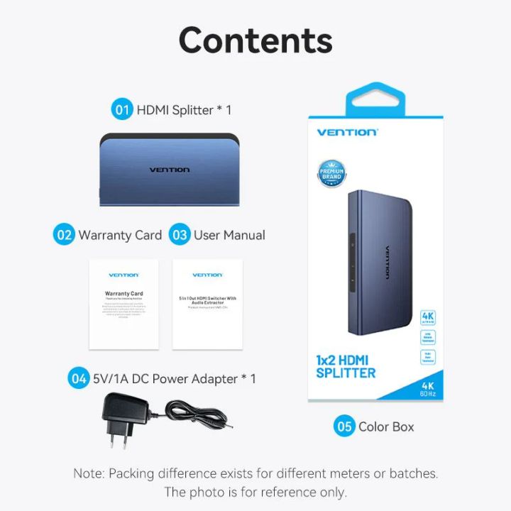 vention-akel0-eu-1-in-2-out-hdmi-splitter-blue-aluminum-alloy-type-eu-standard-4k60hz-photo-2