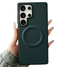 Product image of Mobile Phone Case/ For Samsung Galaxy S25 Ultra Leather Back Case Compatible with MagSafe Skin-touch Phone Cover - Black