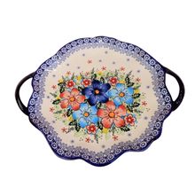 Product image of კერამიკის თეფში ტკბილეულისთვის ლურჯი ორნამენტებით