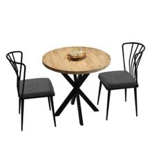 Product image of სასადილო მაგიდის და სკამების ნაკრები ფიჭვის ფაქტურით (FD-2CKTSSLR70-1001-2)