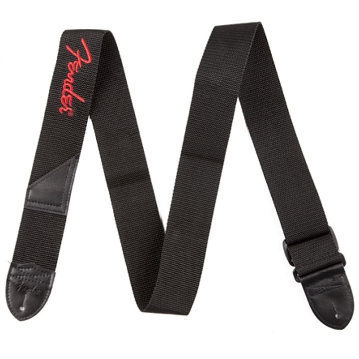 fender-black-poly-strap-w-red-logo-gitaris-qamari